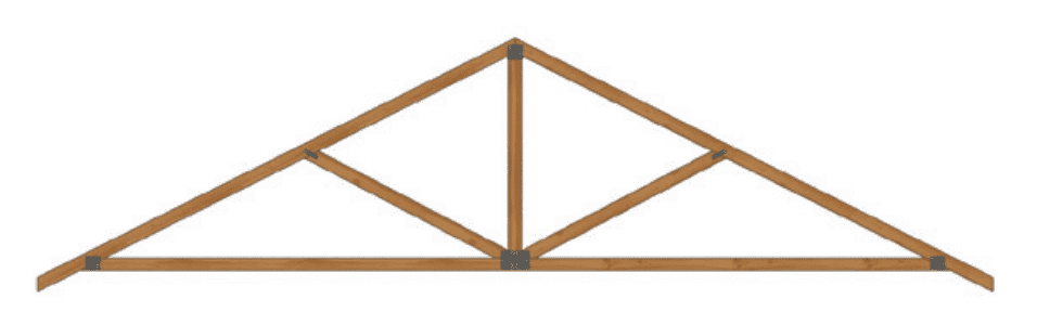 This image depicts a queen post roof truss. 