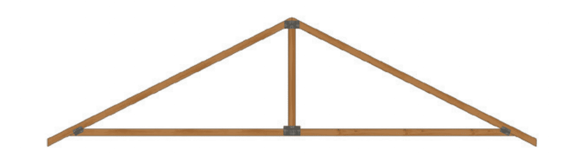 This image depicts a king post roof truss. 